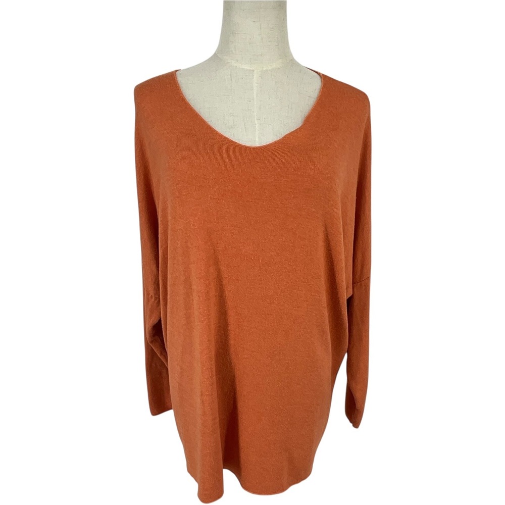 Laura Laurent Orange V Neck Dolman Sleeve Sweater Top Italy Sz 8 Light Academia